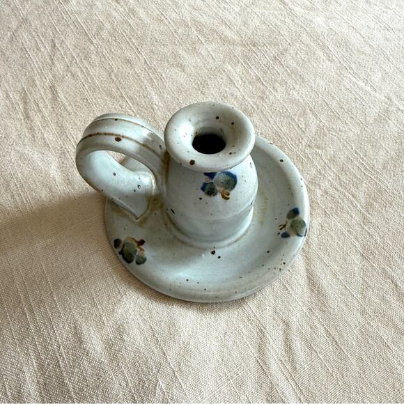 Vintage pottery candle dish holder - Picture 1 of 4
